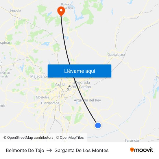 Belmonte De Tajo to Garganta De Los Montes map