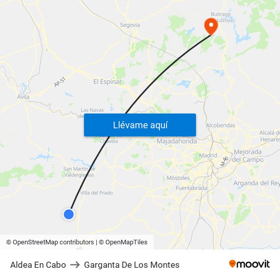 Aldea En Cabo to Garganta De Los Montes map