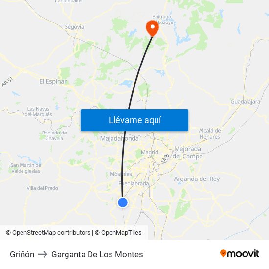 Griñón to Garganta De Los Montes map