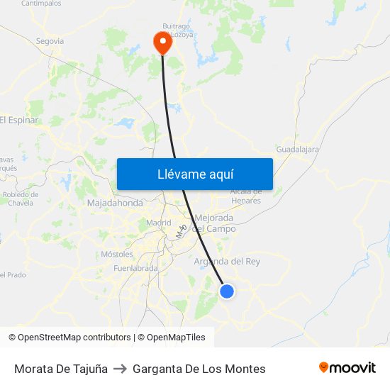 Morata De Tajuña to Garganta De Los Montes map