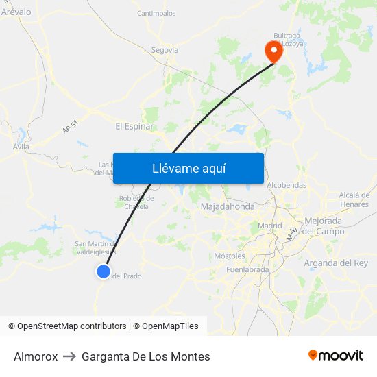 Almorox to Garganta De Los Montes map