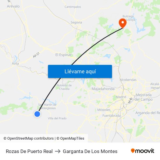Rozas De Puerto Real to Garganta De Los Montes map