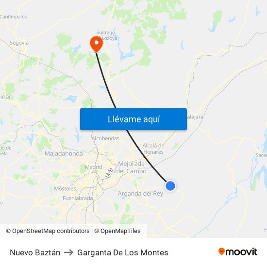 Nuevo Baztán to Garganta De Los Montes map