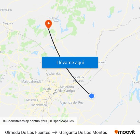 Olmeda De Las Fuentes to Garganta De Los Montes map