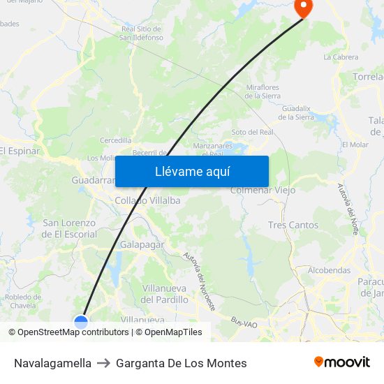 Navalagamella to Garganta De Los Montes map