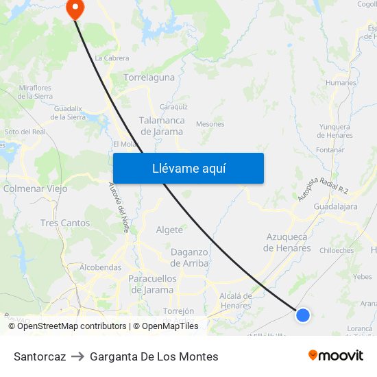 Santorcaz to Garganta De Los Montes map