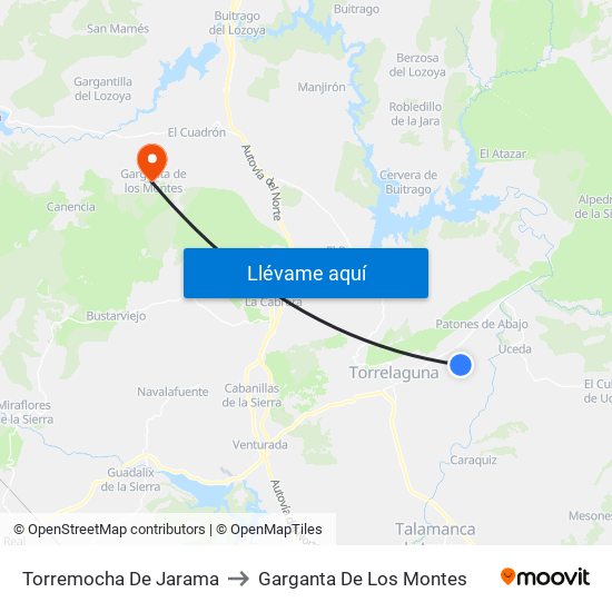Torremocha De Jarama to Garganta De Los Montes map