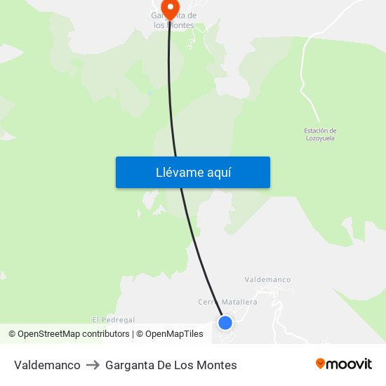 Valdemanco to Garganta De Los Montes map