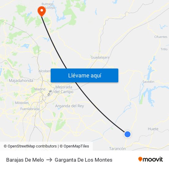 Barajas De Melo to Garganta De Los Montes map