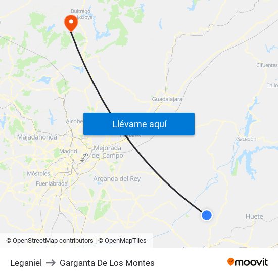 Leganiel to Garganta De Los Montes map