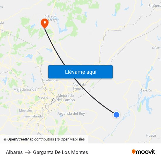 Albares to Garganta De Los Montes map