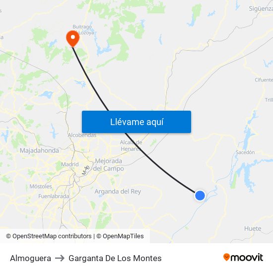 Almoguera to Garganta De Los Montes map