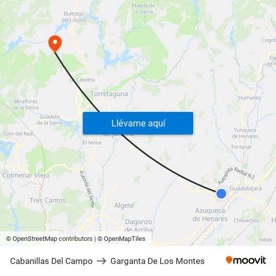 Cabanillas Del Campo to Garganta De Los Montes map