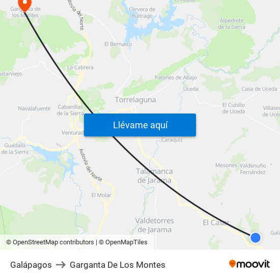 Galápagos to Garganta De Los Montes map