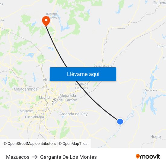 Mazuecos to Garganta De Los Montes map