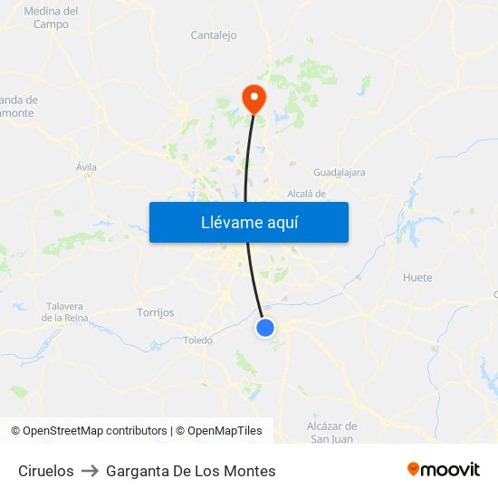 Ciruelos to Garganta De Los Montes map