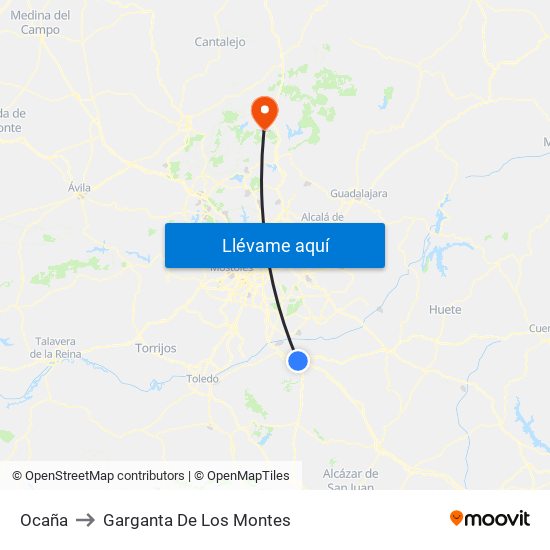 Ocaña to Garganta De Los Montes map