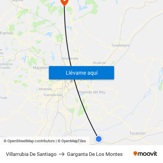 Villarrubia De Santiago to Garganta De Los Montes map
