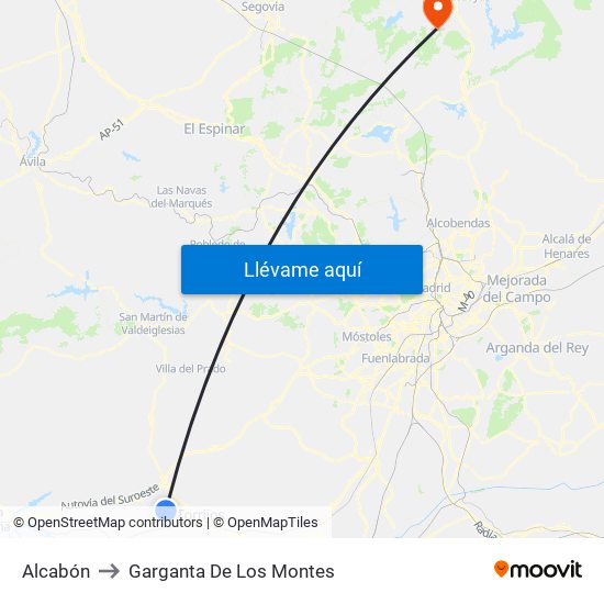 Alcabón to Garganta De Los Montes map