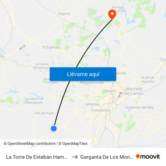 La Torre De Esteban Hambrán to Garganta De Los Montes map