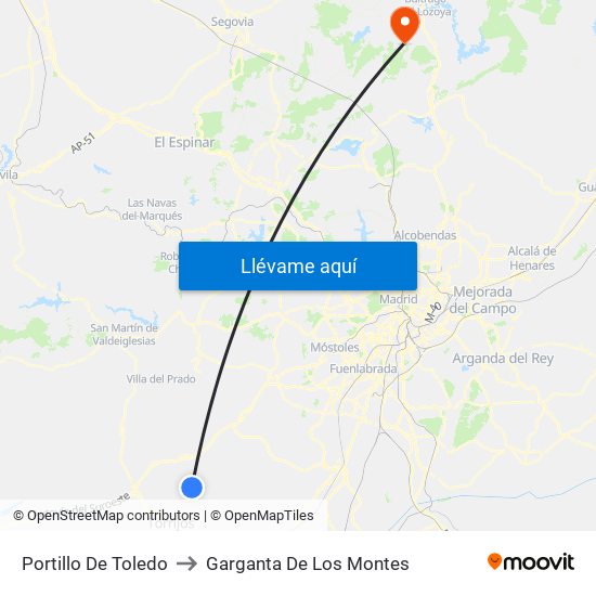 Portillo De Toledo to Garganta De Los Montes map