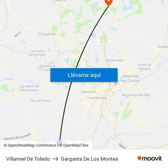 Villamiel De Toledo to Garganta De Los Montes map