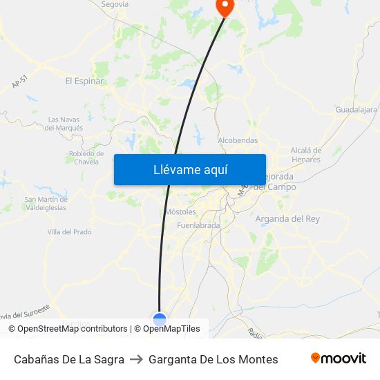 Cabañas De La Sagra to Garganta De Los Montes map