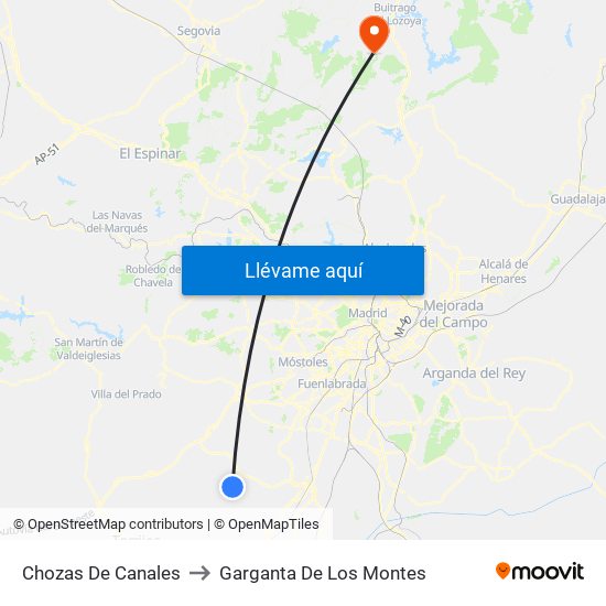 Chozas De Canales to Garganta De Los Montes map