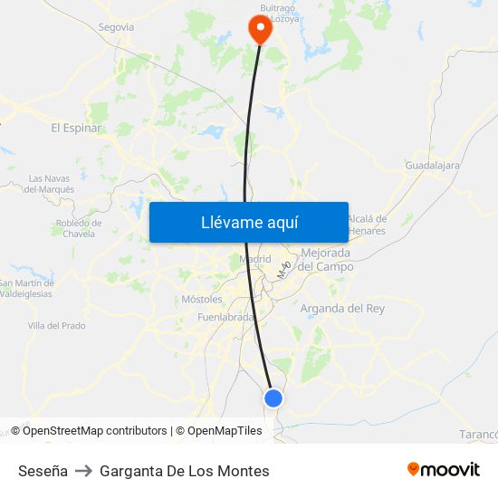 Seseña to Garganta De Los Montes map