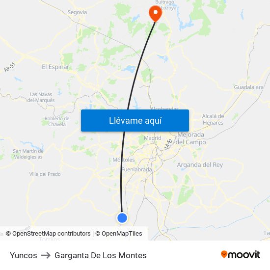 Yuncos to Garganta De Los Montes map