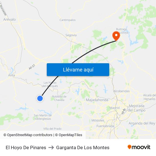 El Hoyo De Pinares to Garganta De Los Montes map