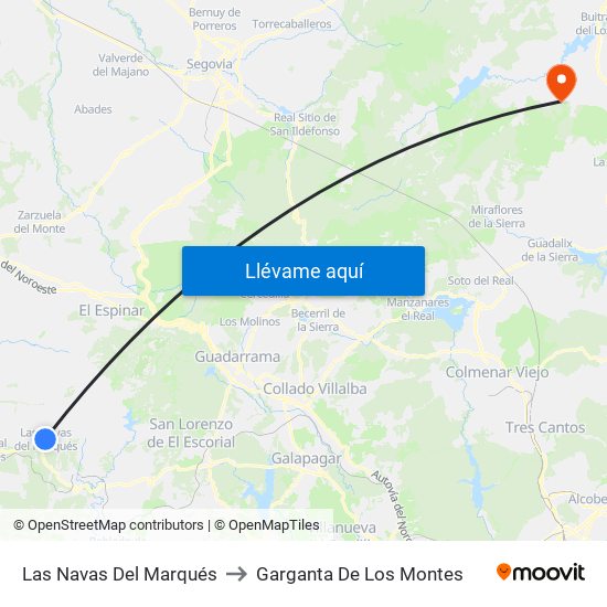 Las Navas Del Marqués to Garganta De Los Montes map