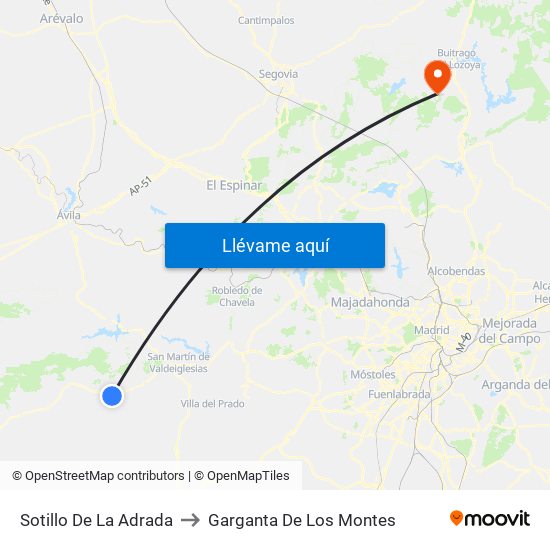 Sotillo De La Adrada to Garganta De Los Montes map