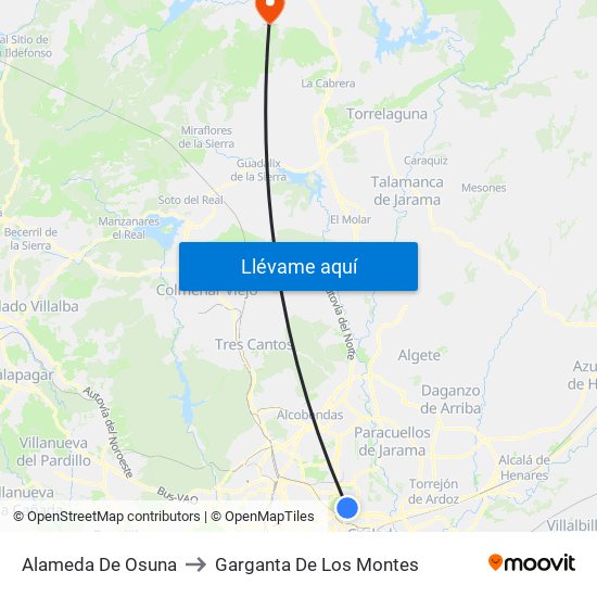 Alameda De Osuna to Garganta De Los Montes map