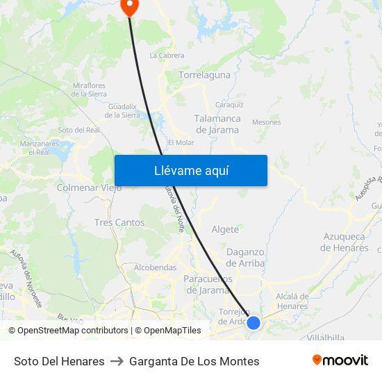Soto Del Henares to Garganta De Los Montes map