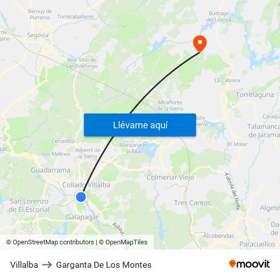 Villalba to Garganta De Los Montes map
