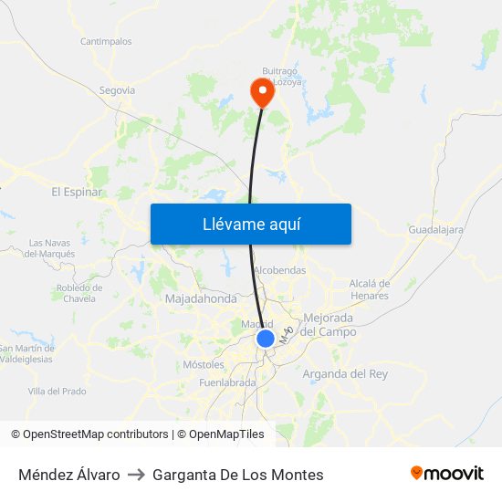 Méndez Álvaro to Garganta De Los Montes map