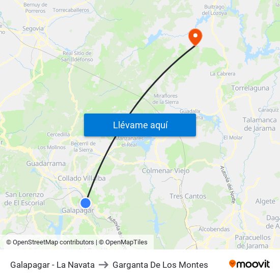Galapagar - La Navata to Garganta De Los Montes map