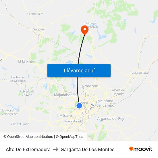 Alto De Extremadura to Garganta De Los Montes map