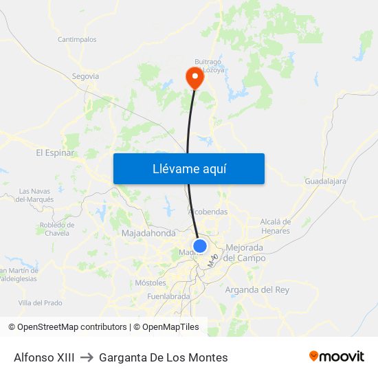 Alfonso XIII to Garganta De Los Montes map