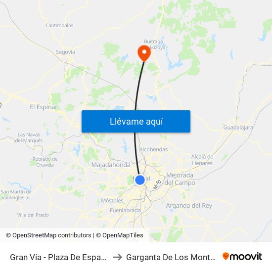 Gran Vía - Plaza De España to Garganta De Los Montes map