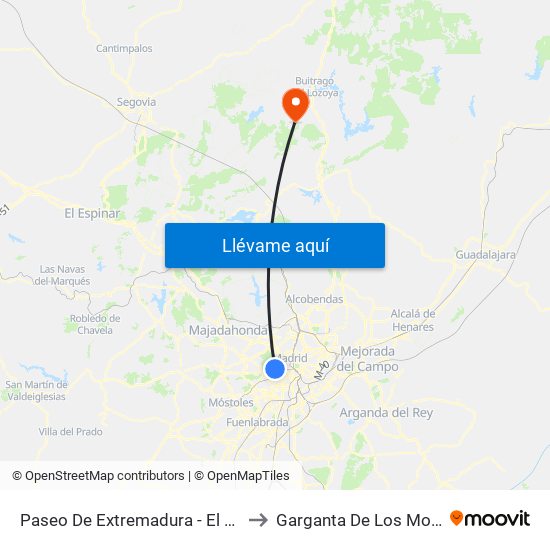 Paseo De Extremadura - El Greco to Garganta De Los Montes map