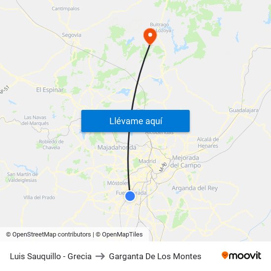 Luis Sauquillo - Grecia to Garganta De Los Montes map