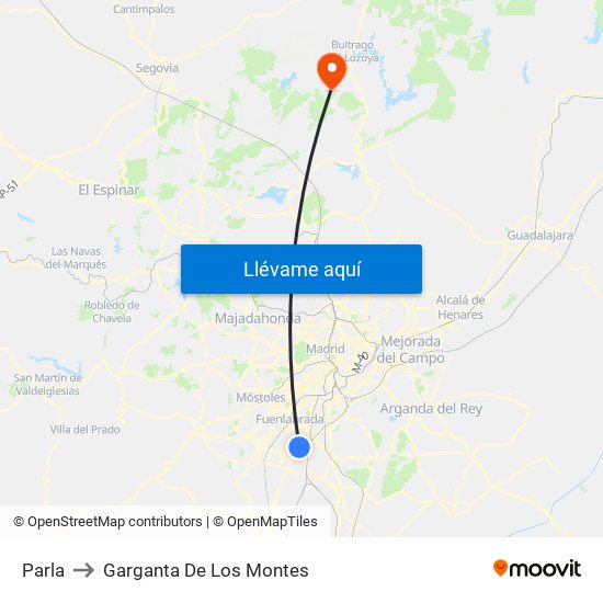 Parla to Garganta De Los Montes map