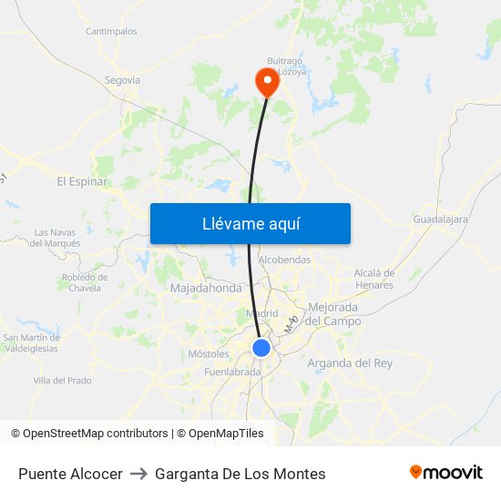 Puente Alcocer to Garganta De Los Montes map