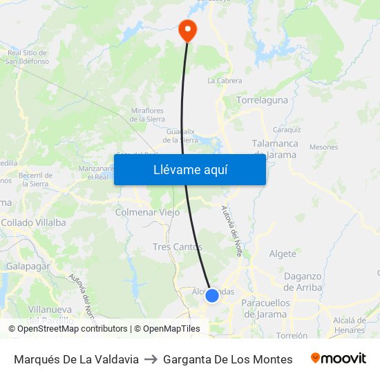Marqués De La Valdavia to Garganta De Los Montes map