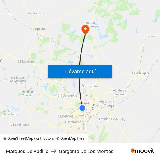 Marqués De Vadillo to Garganta De Los Montes map