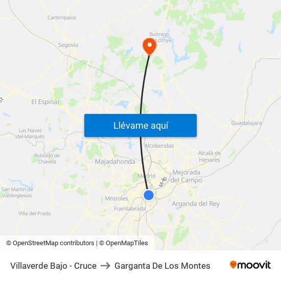 Villaverde Bajo - Cruce to Garganta De Los Montes map