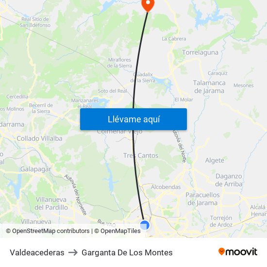 Valdeacederas to Garganta De Los Montes map