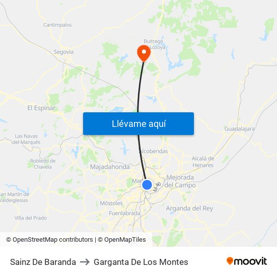 Sainz De Baranda to Garganta De Los Montes map